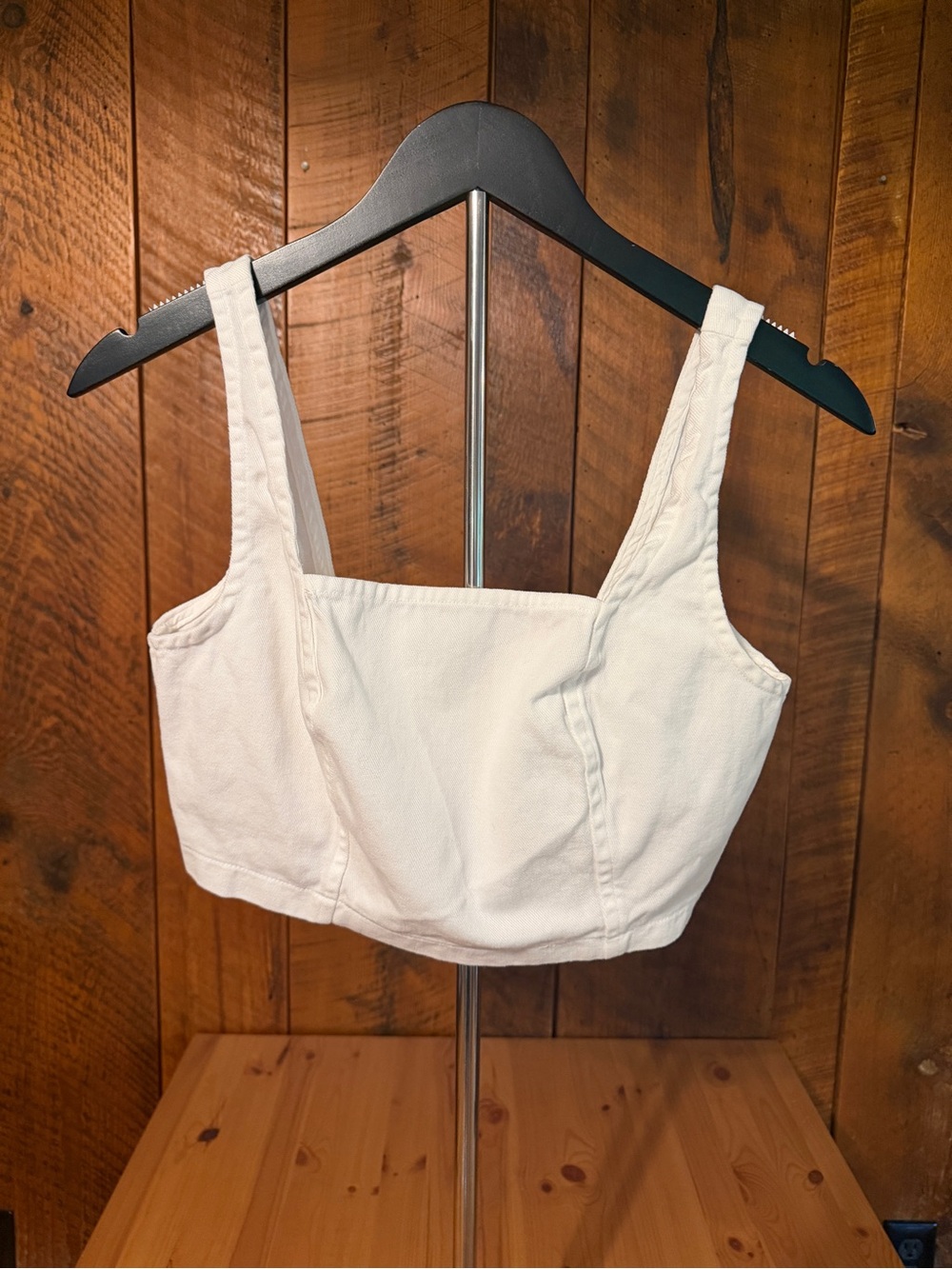 Hurley White Denim Crop Top 100% Cotton Surf Coastal Beach Boho Festival